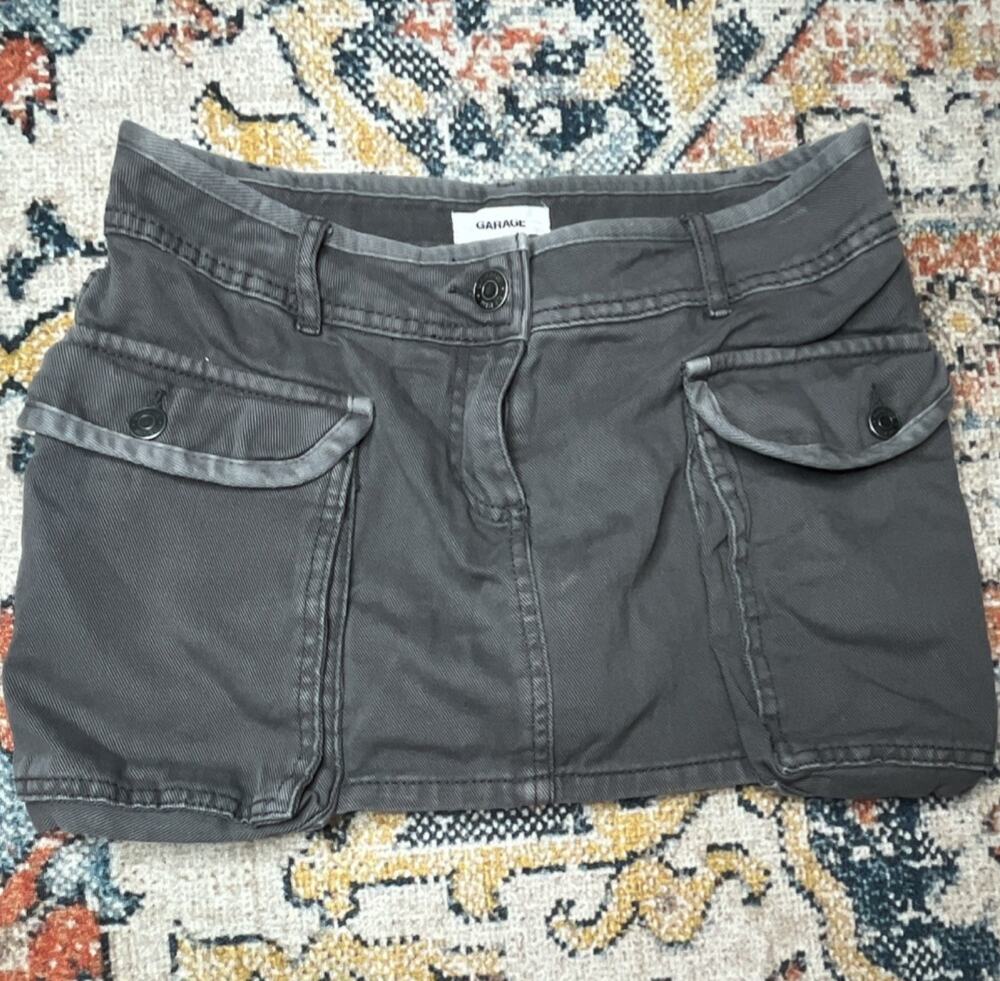 Garage Charcoal Grey Cargo Mini Skirt with Flap Pockets Size Extra Small